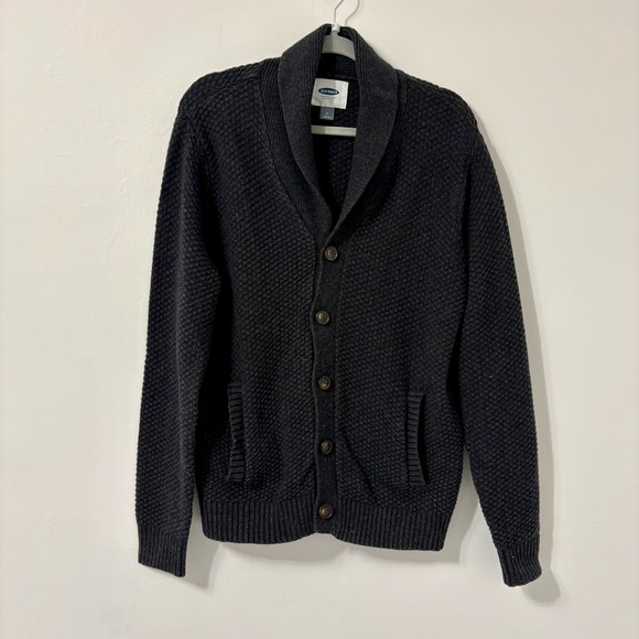 Old Navy Other - Old Navy Cotton Wool Blend Dark Gray Knit Sweater Cardigan Sz M